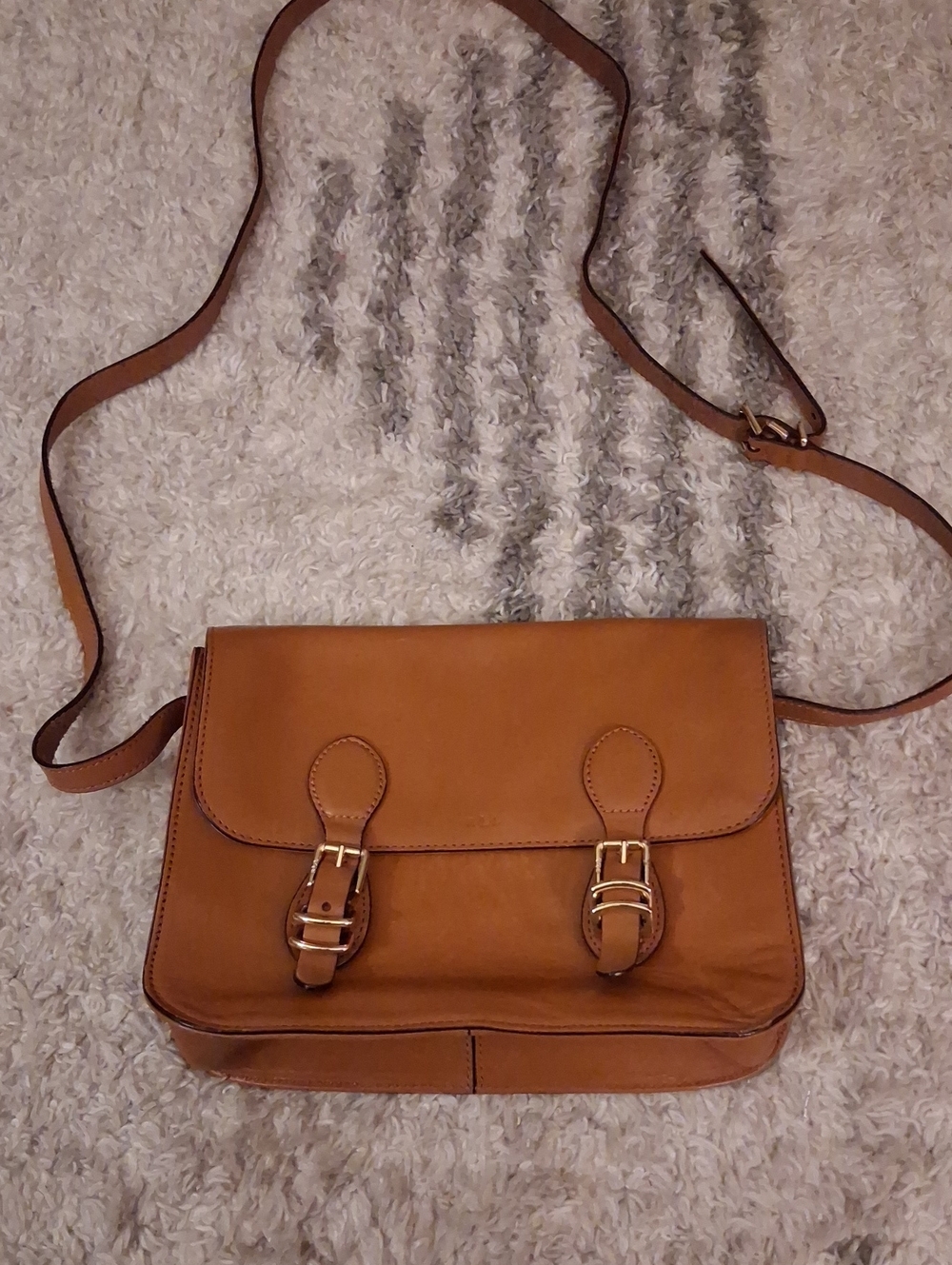 RLL Polo Leather Crossbody Satchel in Tan